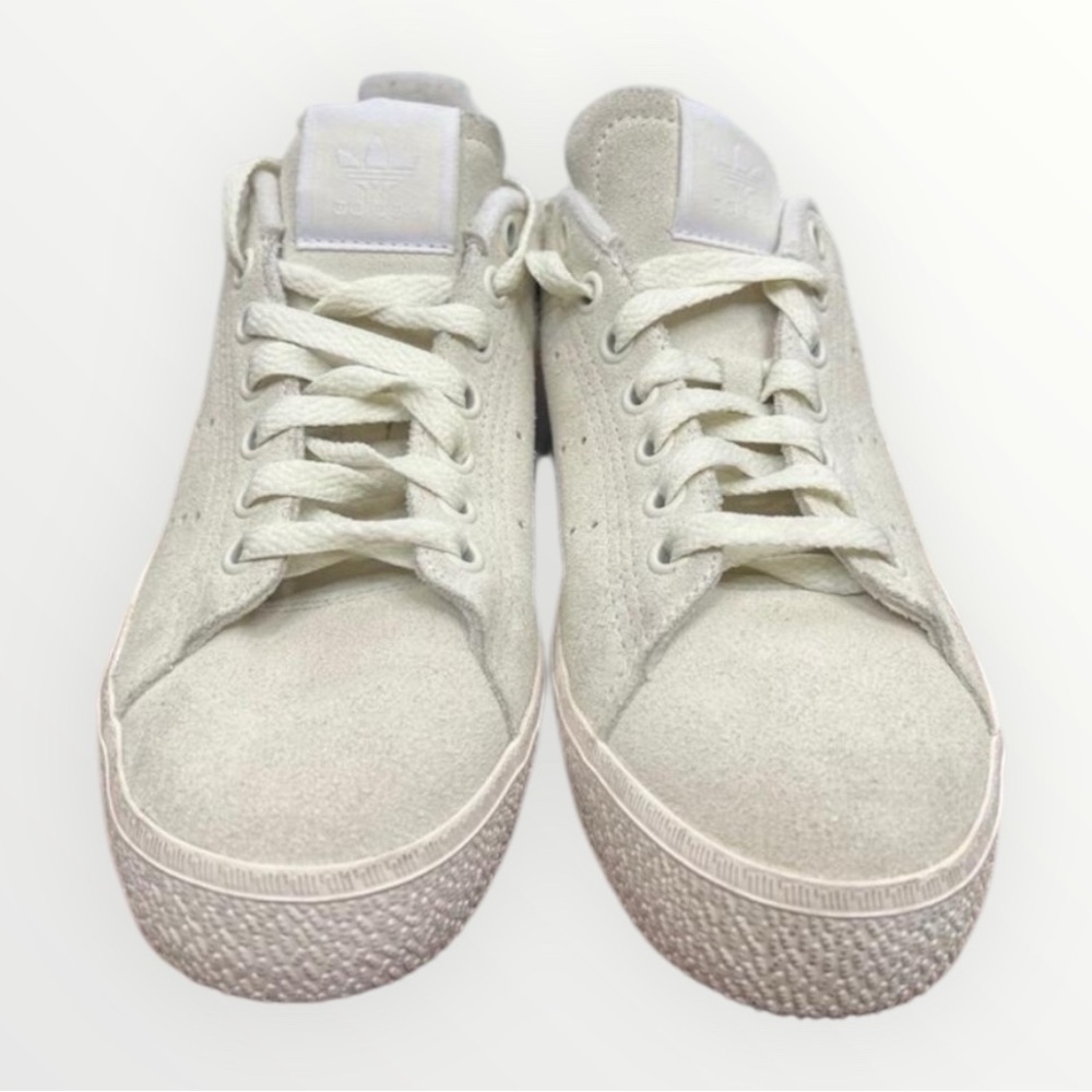 Adidas Stan Smith Ivory Off White Suede LaceUp Logo Sneakers Size US 7